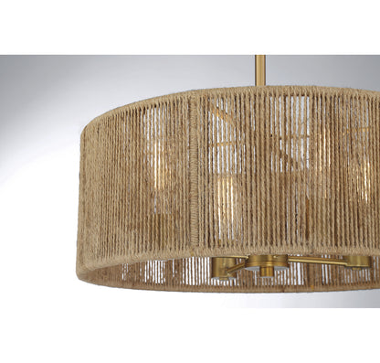 Ashe 4-Light Pendant - Warm Brass and Rope