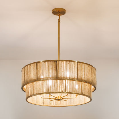 Ashburn 6-Light 28-in Pendant - Warm Brass and Rope
