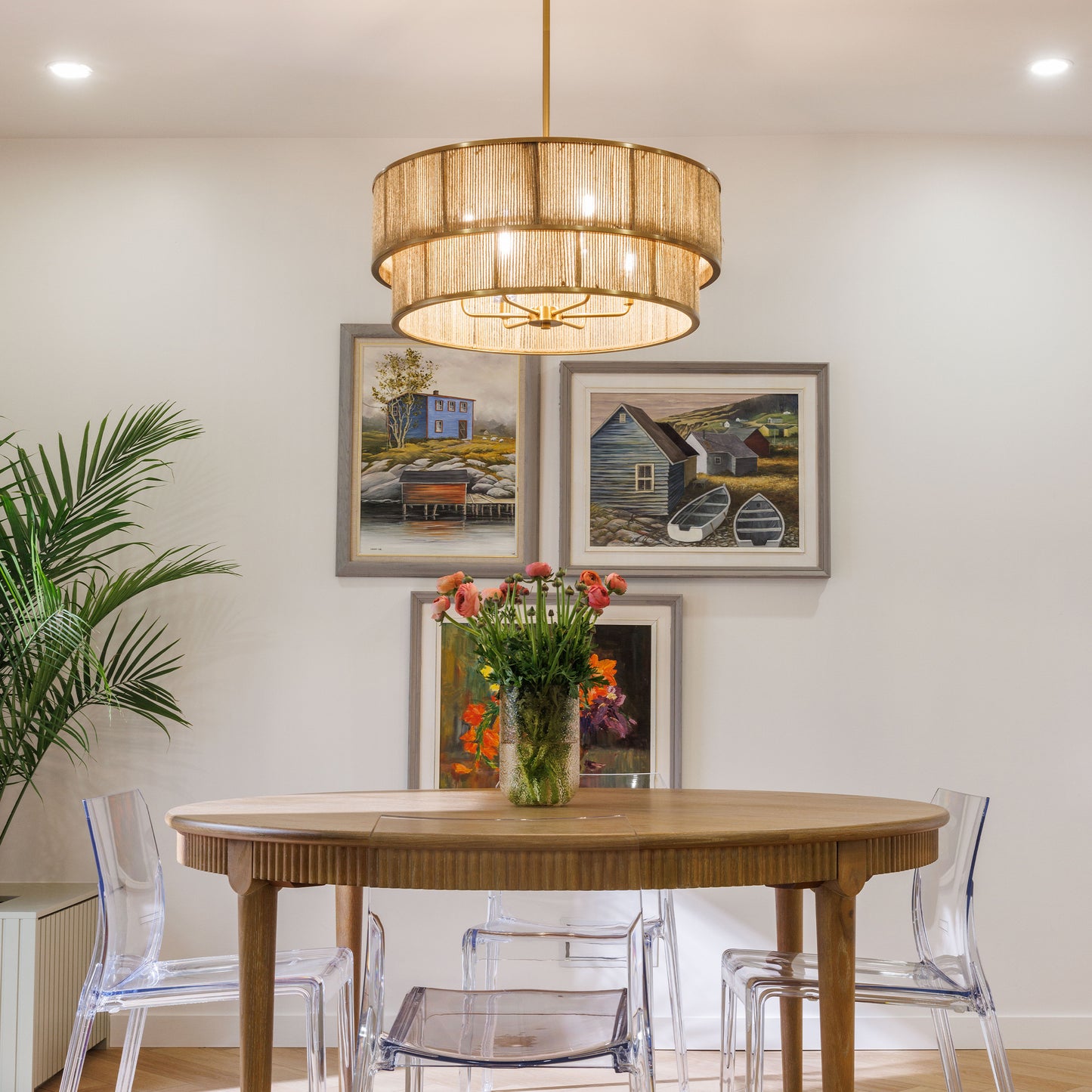 Ashburn 6-Light 28-in Pendant - Warm Brass and Rope