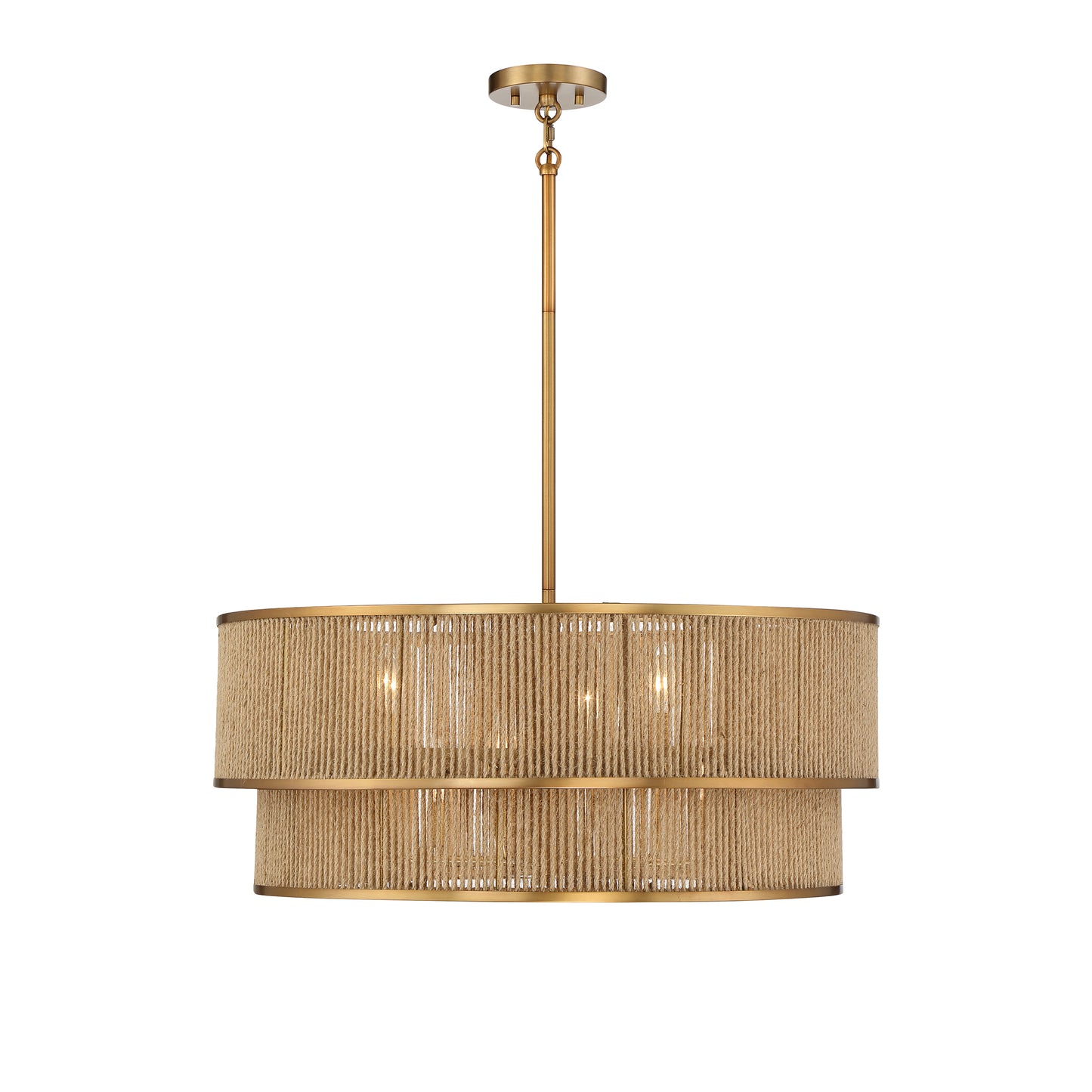 Ashburn 6-Light 28-in Pendant - Warm Brass and Rope