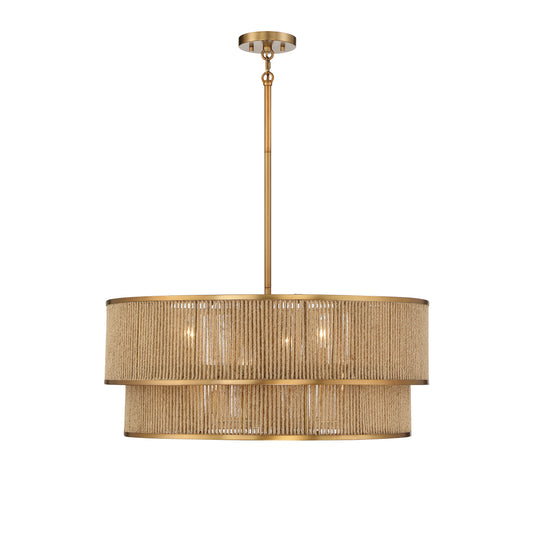 Ashburn 6-Light 28-in Pendant - Warm Brass and Rope