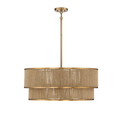 Ashburn 6-Light 28-in Pendant - Warm Brass and Rope