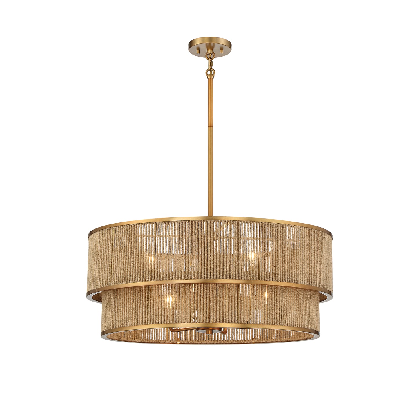 Ashburn 6-Light 28-in Pendant - Warm Brass and Rope
