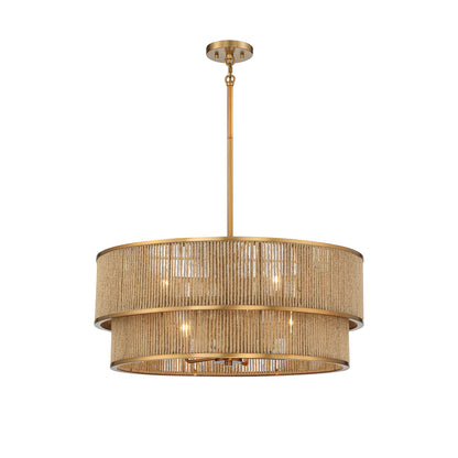 Ashburn 6-Light 28-in Pendant - Warm Brass and Rope