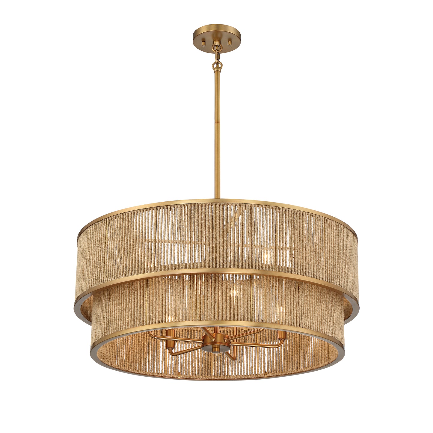 Ashburn 6-Light 28-in Pendant - Warm Brass and Rope