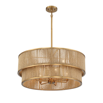 Ashburn 6-Light 28-in Pendant - Warm Brass and Rope