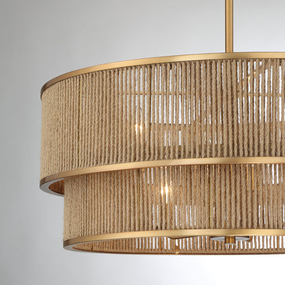 Ashburn 6-Light 28-in Pendant - Warm Brass and Rope