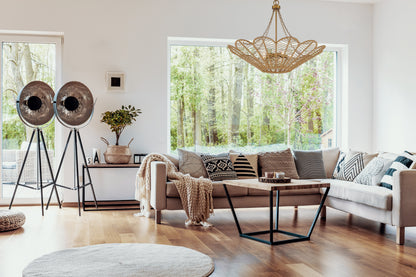 Cyperas 5-Light Pendant in Warm Brass and Rope