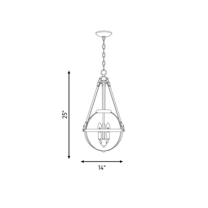 Bozeman 3-Light Pendant in Warm Brass