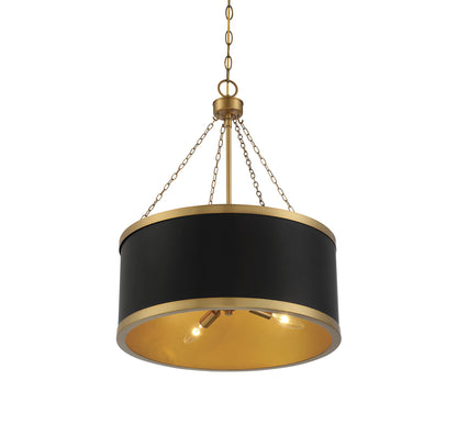 Delphi 6-Light Pendant in Matte Black with Warm Brass Accents