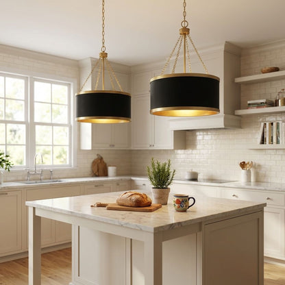 Delphi 6-Light Pendant in Matte Black with Warm Brass Accents