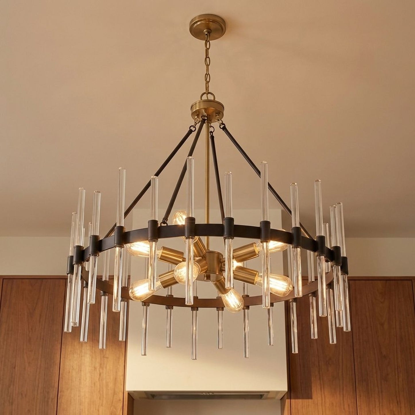 Santiago 8-Light Chandelier in Matte Black with Warm Brass Accents