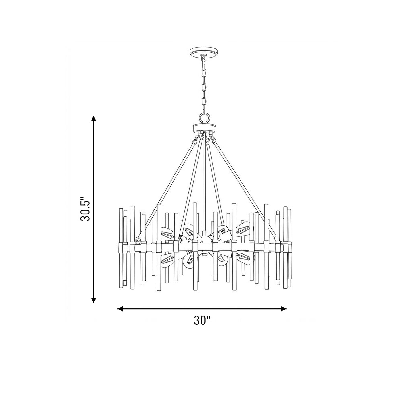 Santiago 8-Light Chandelier in Matte Black with Warm Brass Accents