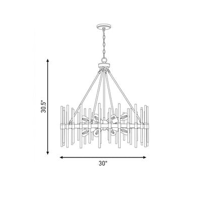 Santiago 8-Light Chandelier in Matte Black with Warm Brass Accents