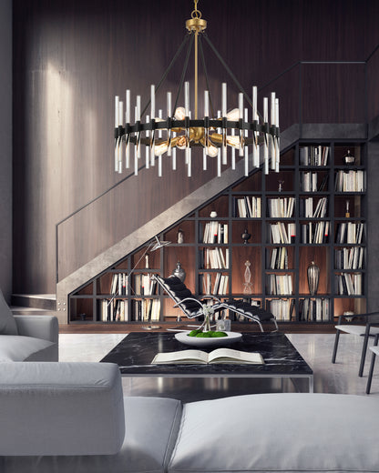 Santiago 8-Light Chandelier in Matte Black with Warm Brass Accents