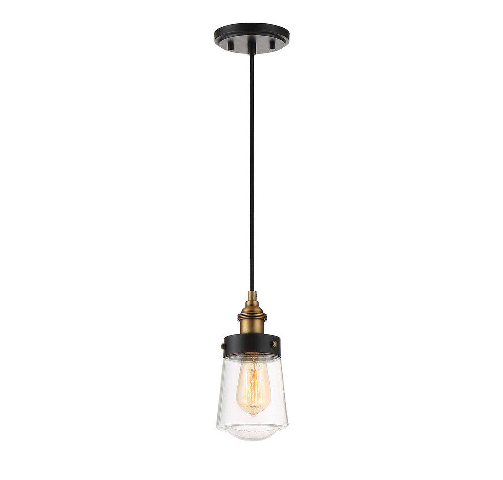Savoy House Macauley Pendant Vintage Black with Warm Brass