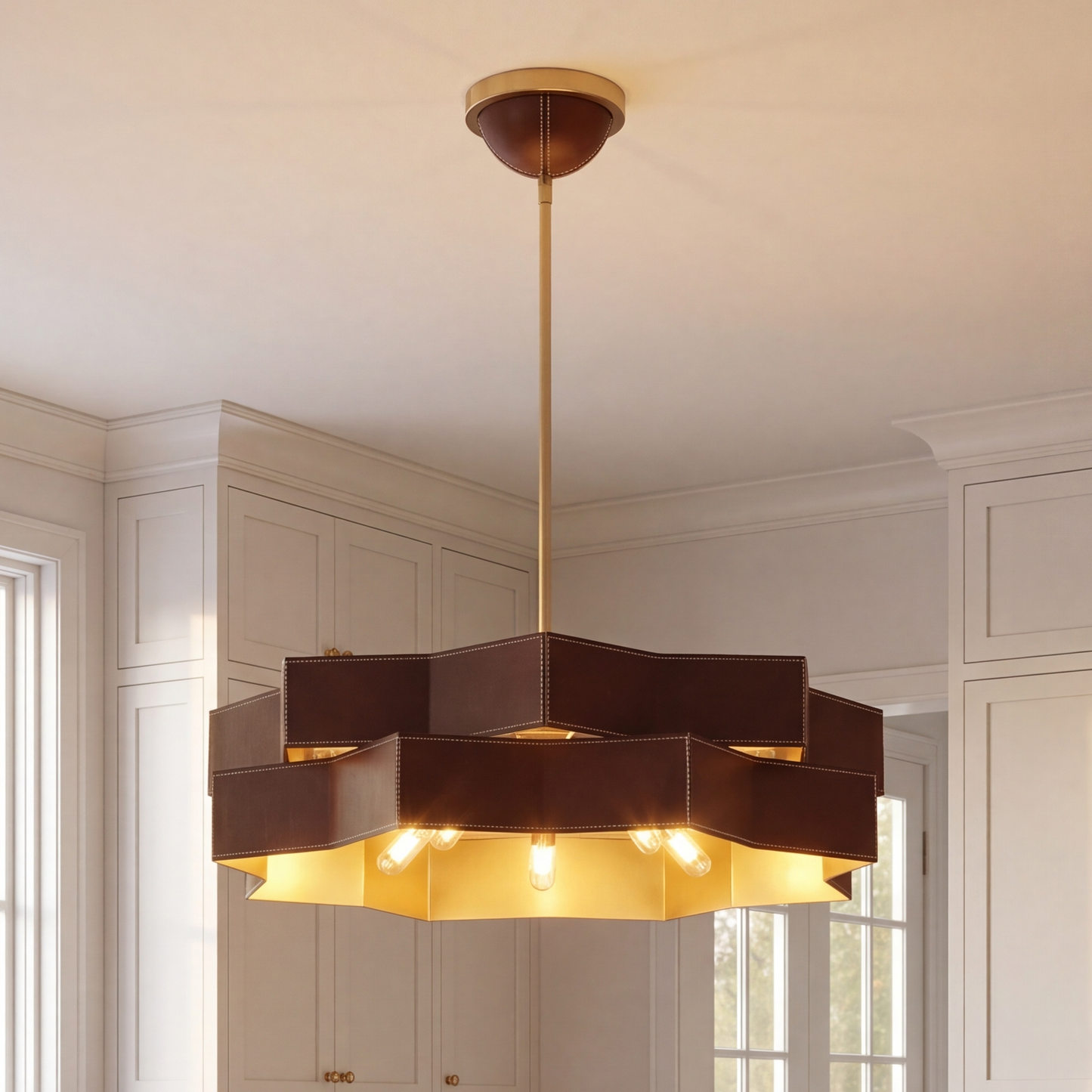 Atherton 5-Light Pendant in Warm Brass
