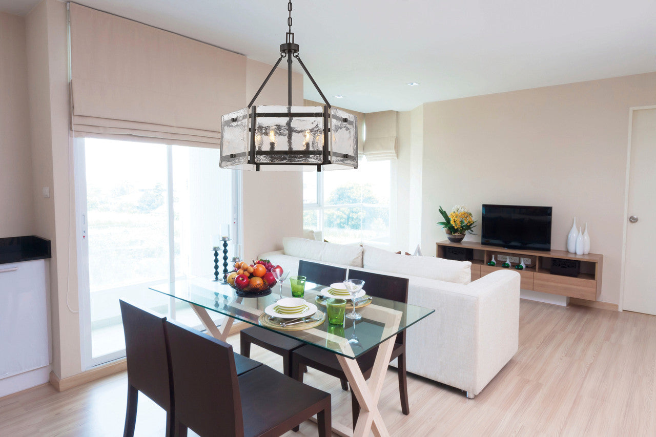 Glenwood Pendant, 6-Light, English Bronze, Glass Shade, 27"W, Savoy House (7-3040-6-13 1K266)