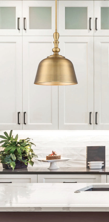 Berg Pendant, 1-Light, Warm Brass, Metal Shade, 14"H, Savoy House (7-3751-1-322 1QZPC)