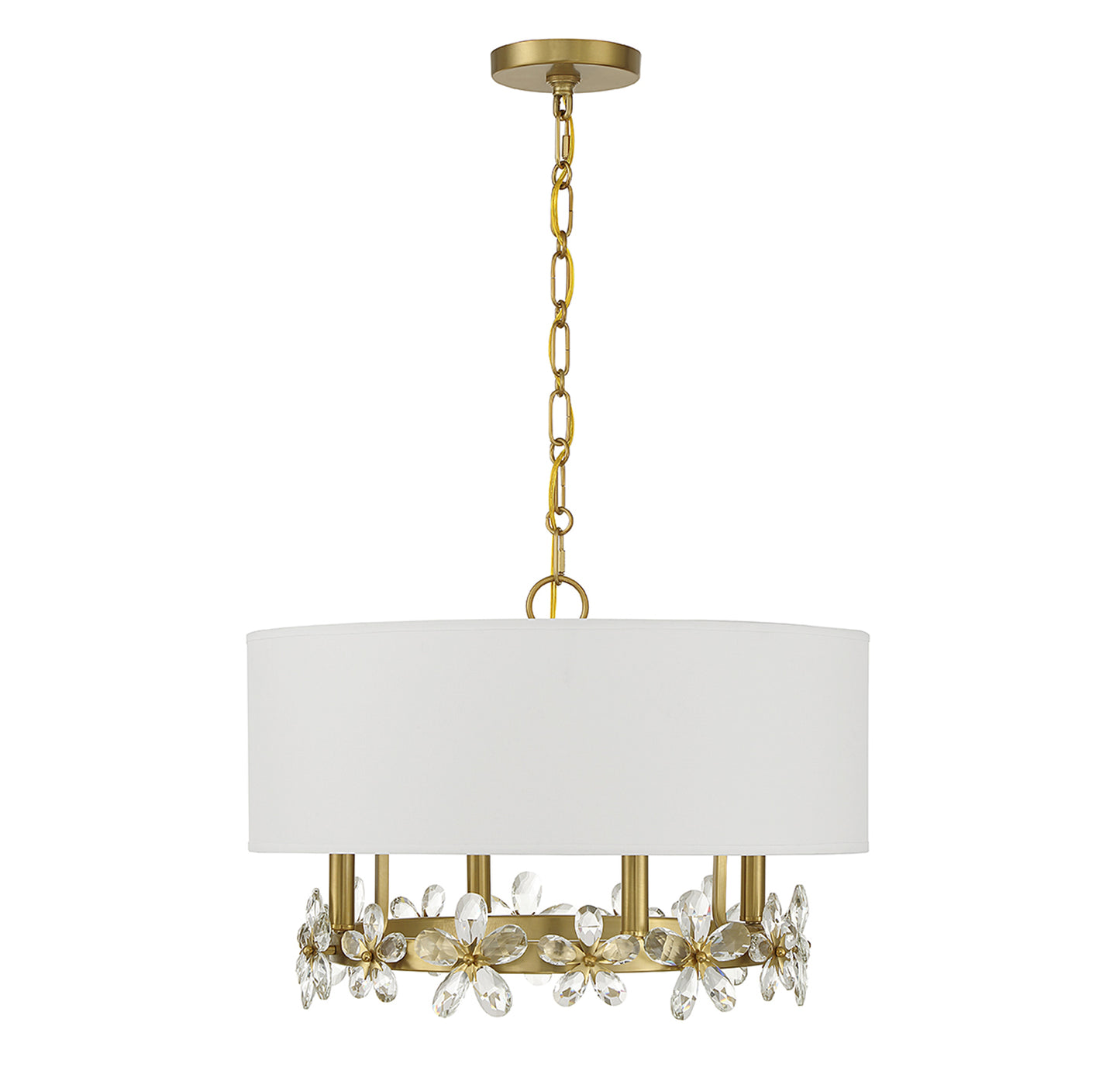 Dahlia 4-Light Pendant in Warm Brass