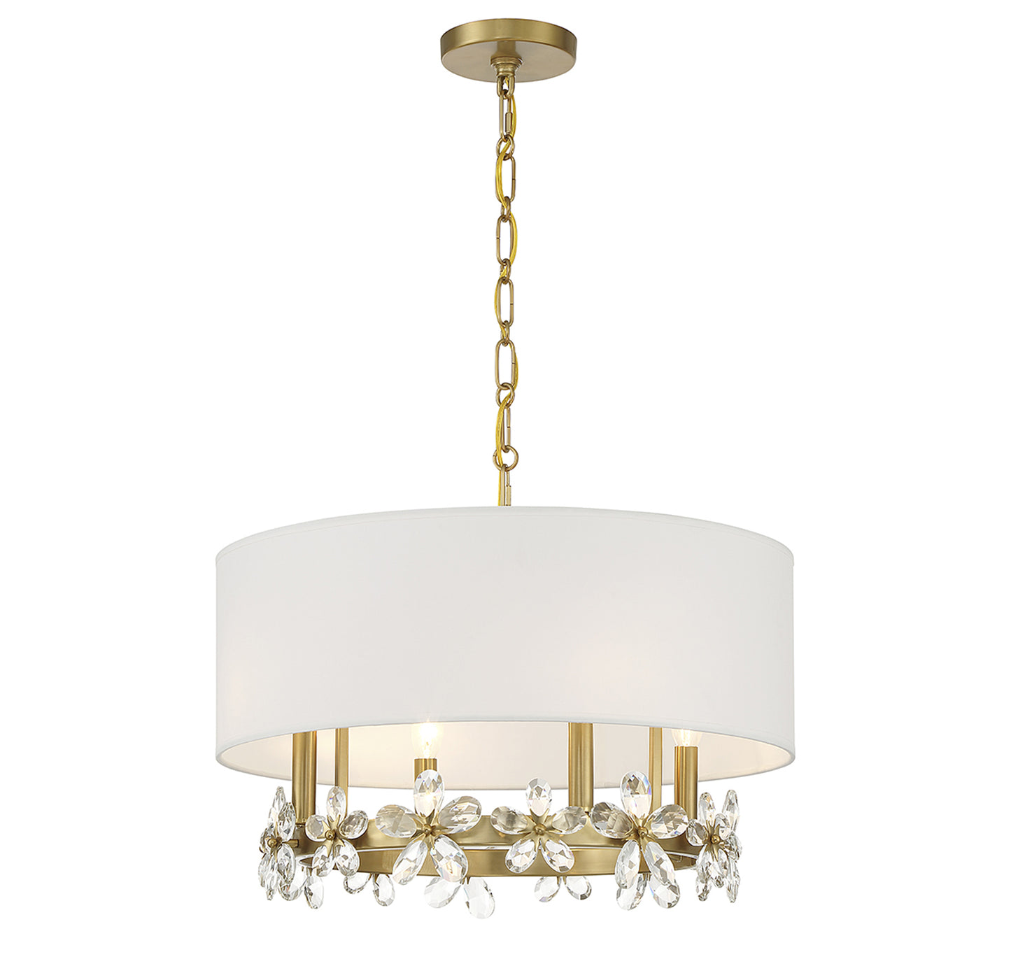 Dahlia 4-Light Pendant in Warm Brass
