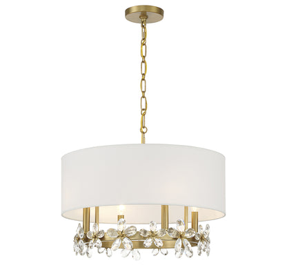 Dahlia 4-Light Pendant in Warm Brass