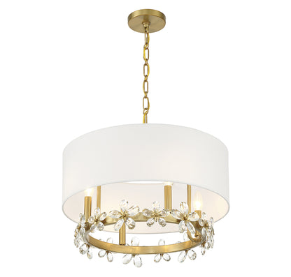 Dahlia 4-Light Pendant in Warm Brass