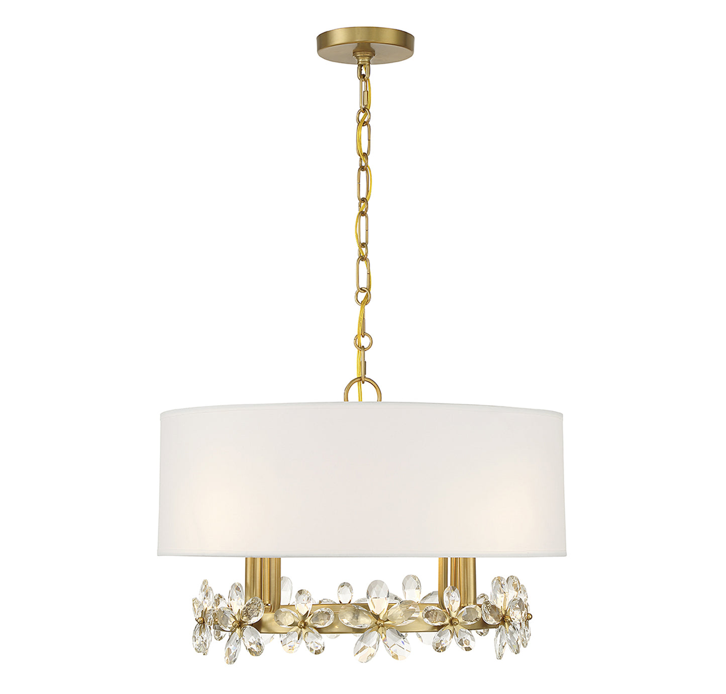 Dahlia 4-Light Pendant in Warm Brass