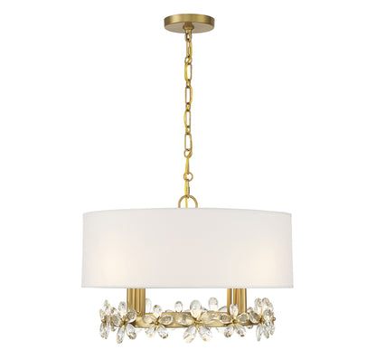 Dahlia 4-Light Pendant in Warm Brass