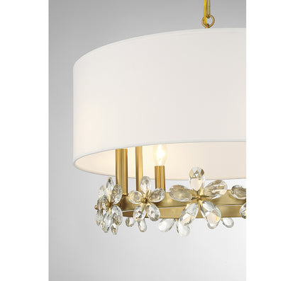 Dahlia 4-Light Pendant in Warm Brass