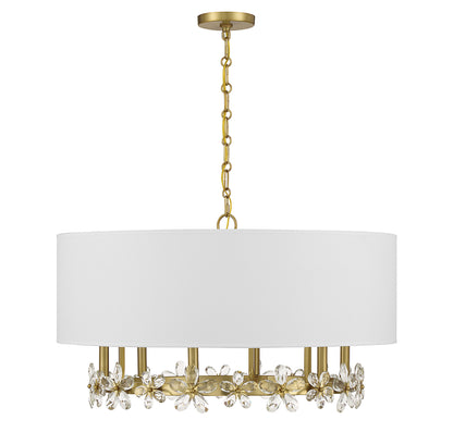 Dahlia 6-Light Pendant in Warm Brass