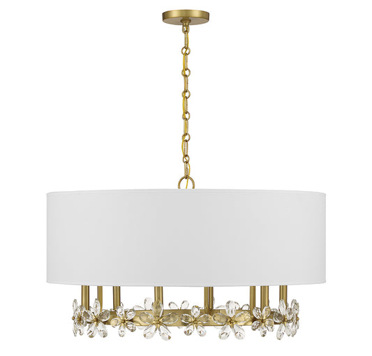Dahlia 6-Light Pendant in Warm Brass
