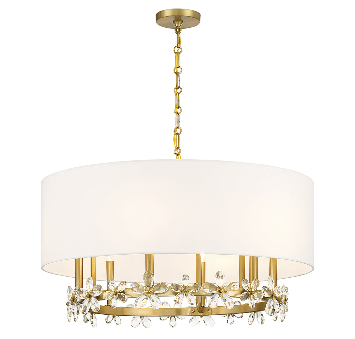 Dahlia 6-Light Pendant in Warm Brass