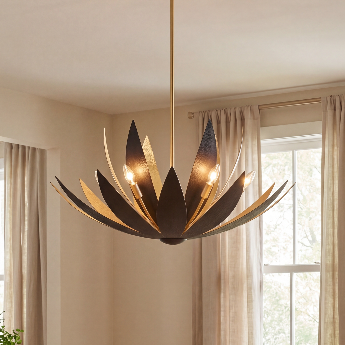 Loto 6-Light Pendant in Centura and Burnished Gold by Breegan Jane