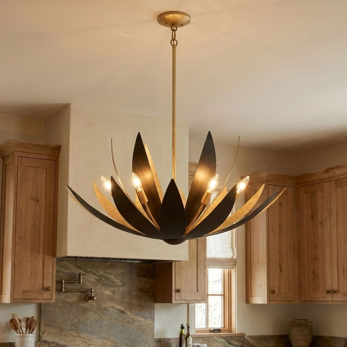 Loto 6-Light Pendant in Centura and Burnished Gold by Breegan Jane