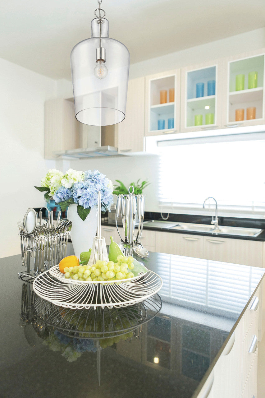 Franklin Pendant, 1-Light, Polished Nickel, Glass Shade, 20"H, Savoy House (7-702-1-109 1JY97)