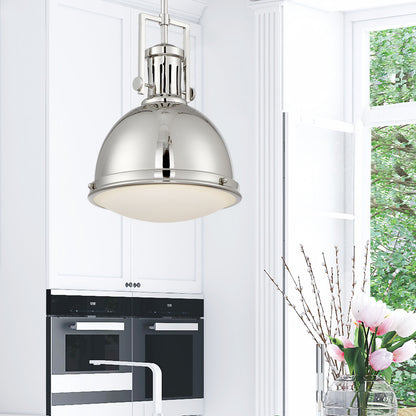 Chival Pendant, 1-Light, Polished Nickel, Glass Shade, 17"H, Savoy House (7-730-1-109 1CXXC)