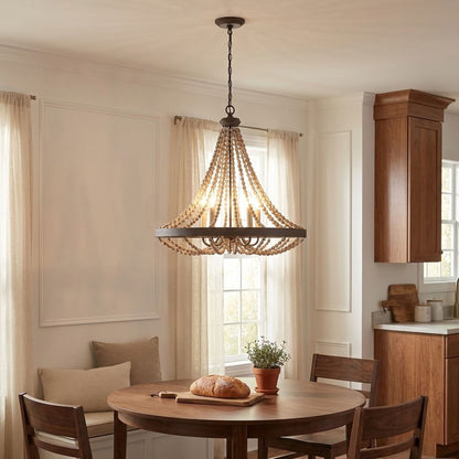 Mallory 5-Light Pendant in Fossil Stone