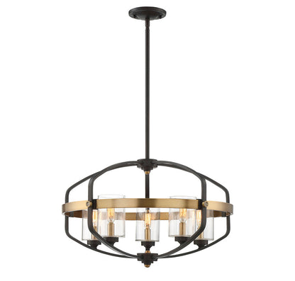 Savoy House Kirkland 5-Light Pendant English Bronze and Warm Brass