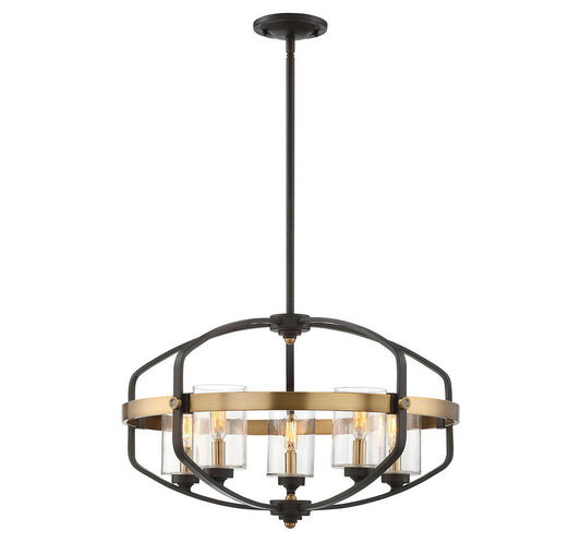 Savoy House Kirkland 5-Light Pendant English Bronze and Warm Brass