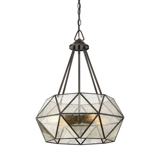 Tartan 4-Light Pendant in Oiled Burnished Bronze