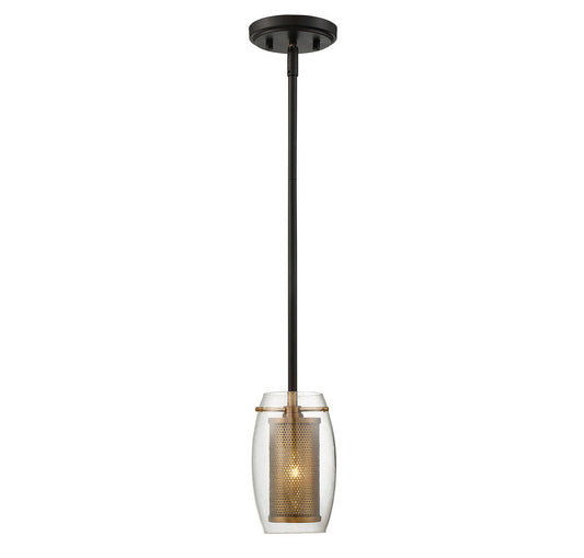 Savoy House Dunbar 5-in Pendant Warm Brass with Bronze Accents
