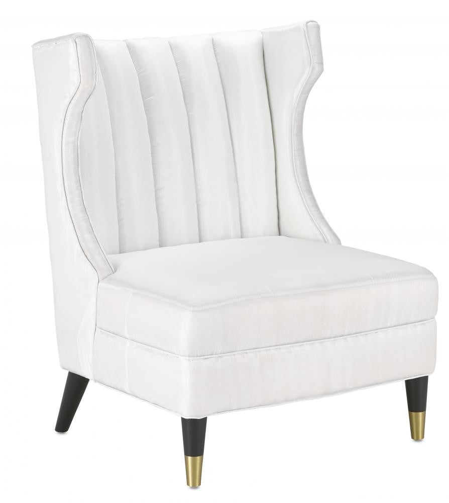 Currey and Company Jacqui Black Chair, Muslin Black, Brushed Brass