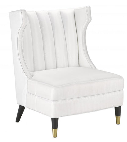 Currey and Company Jacqui Black Chair, Muslin Black, Brushed Brass