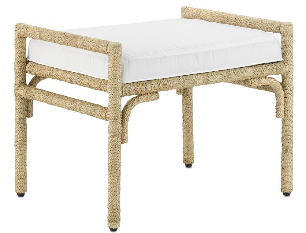 Currey and Company Olisa Natural Ottoman, Muslin Natural