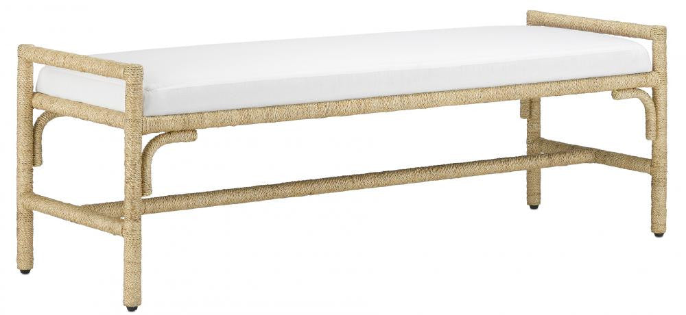 Currey and Company Olisa Natural Bench, Muslin Natural