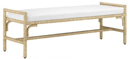 Currey and Company Olisa Natural Bench, Muslin Natural