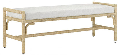 Currey and Company Olisa Natural Bench, Rowann Pearl Natural