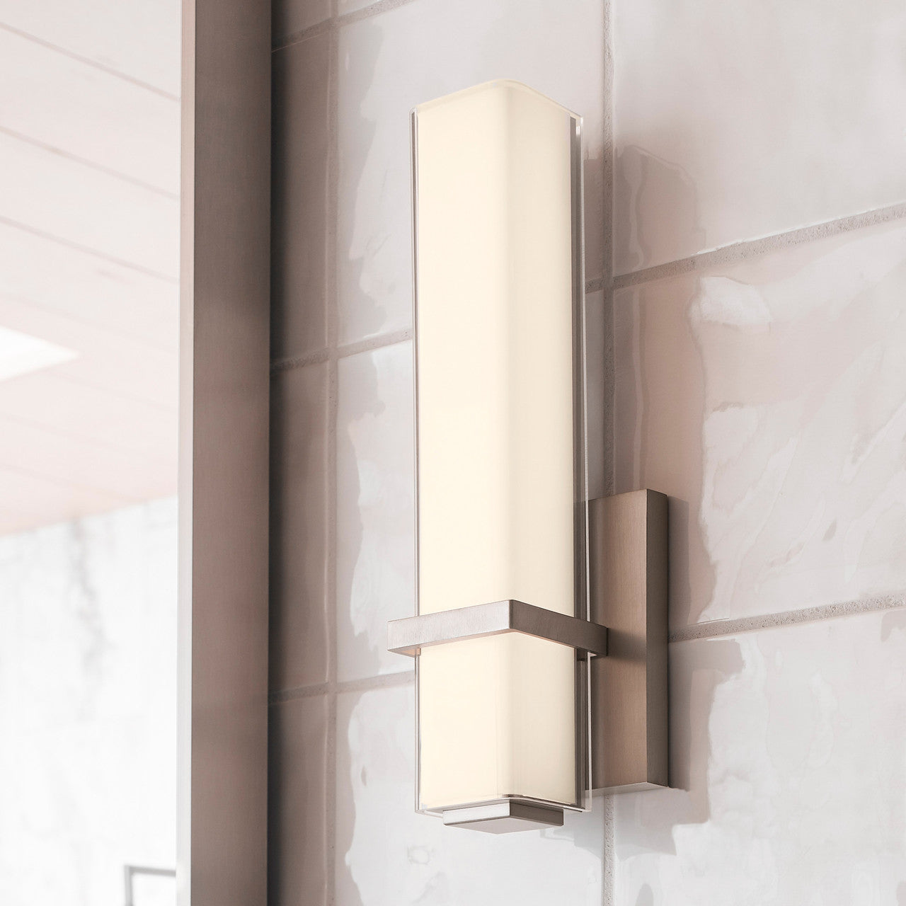 Milan Bath Vanity, 1-Light, LED, Satin Nickel, 12.25"H (700BCMLN13WS-LED930-277 703T7Y4)