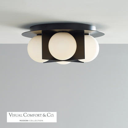 Visual Comfort Modern Orbel Flush Mount Black, Matte Black